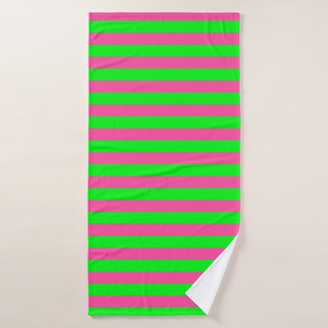 Pink and Green Stripes Design Bath Towel (Bath Towel)