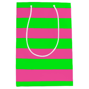 Pink and Green Stripes Design Medium Gift Bag
