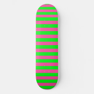 Pink and Green Stripes Design Skateboard