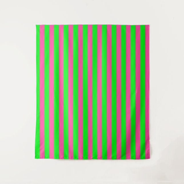 Pink and Green Stripes Design Tapestry (Front)