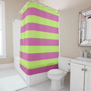 Pink and Green Stripes Shower Curtain
