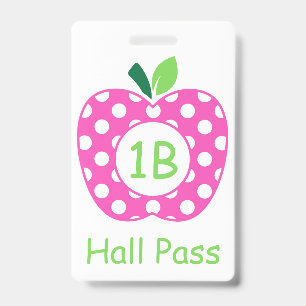 Pink and Green Teacher's Apple Personalised ID Badge
