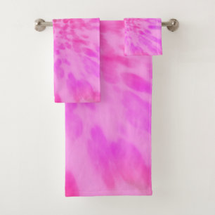 pink and green tie dye  bath towel set