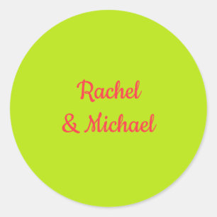Pink and Green Trendy Wedding Classic Round Sticker
