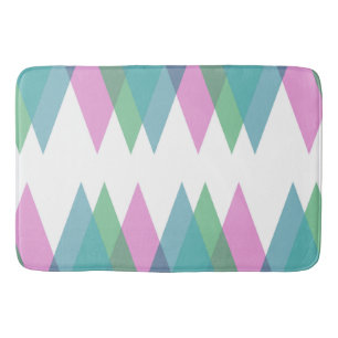 Pink and green triangles bath mat