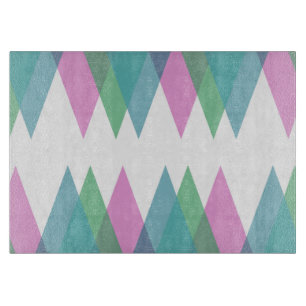 Pink and green triangles cutting board