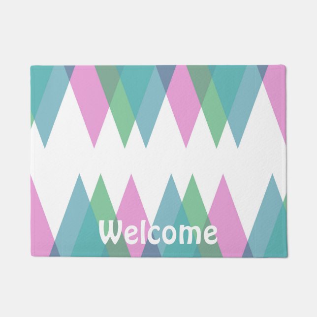 Pink and green triangles doormat (Front)