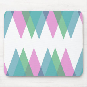 Pink and green triangles mouse pad