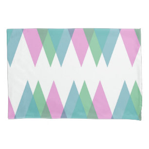 Pink and green triangles pillowcase