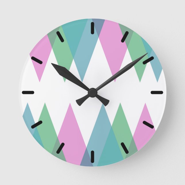 Pink and green triangles round clock (Front)