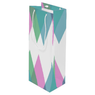Pink and green triangles wine gift bag
