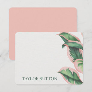 Pink and Green Tropical Foliage Note Card
