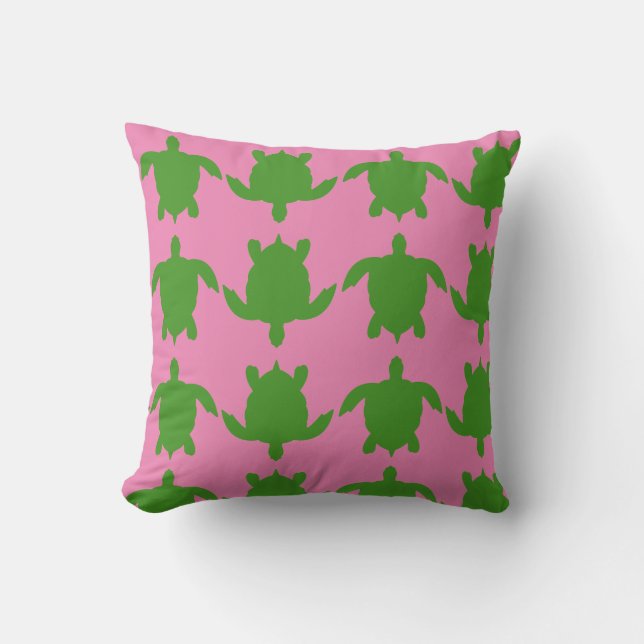 Pink and Green Turtle Cushion (Front)