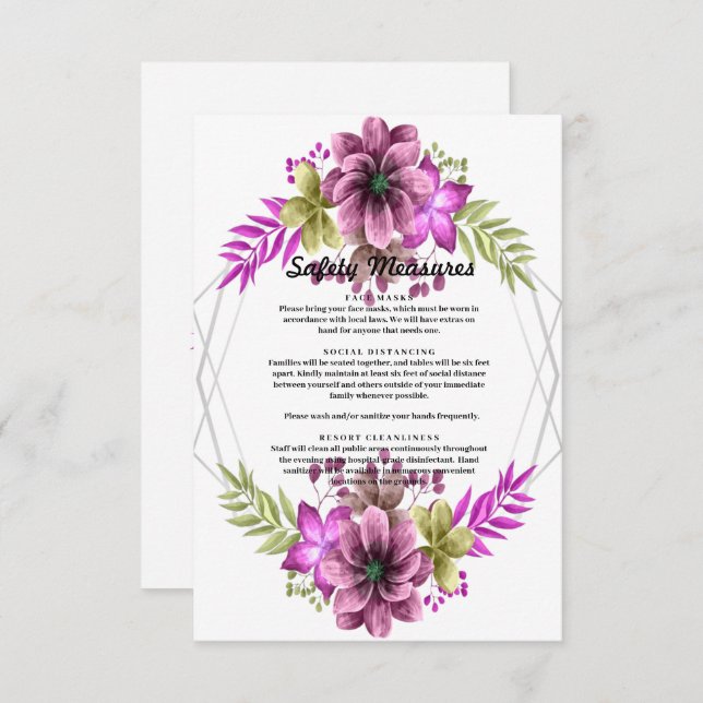 Pink And Green Watercolor Floral Safety Measures  (Front/Back)