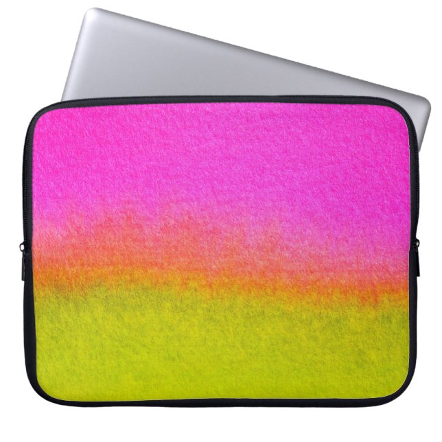 ;Pink and Green Watercolor Gradient Blend Laptop Sleeve (Front)