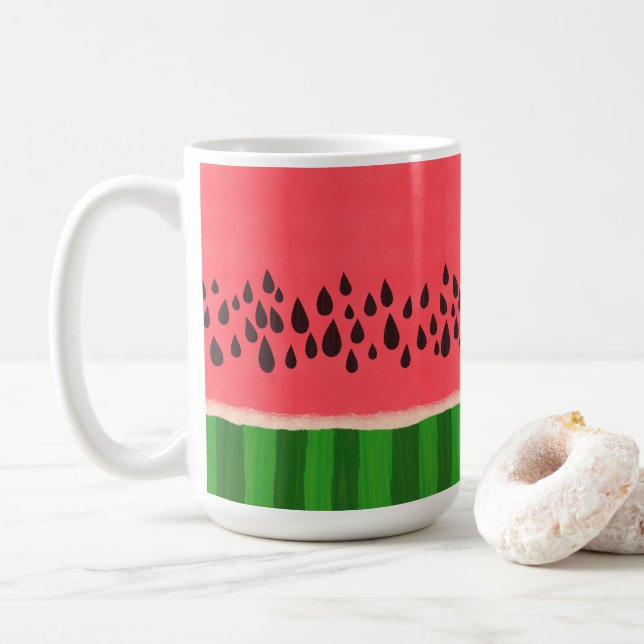 Pink and Green Watermelon Coffee Mug (With Donut)
