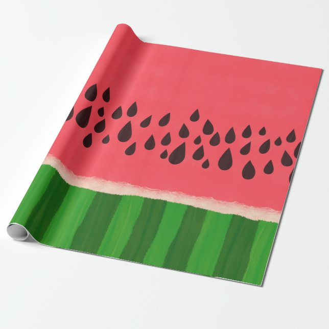 Pink and Green Watermelon Wrapping Paper (Unrolled)