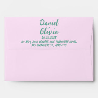 Pink and Green Wavy Wedding Envelope