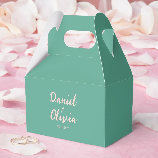Pink and Green Wavy Wedding  Favour Box (Wedding)