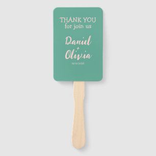 Pink and Green Wavy Wedding  Hand Fan