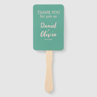 Pink and Green Wavy Wedding Hand Fan