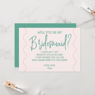 Pink and Green Wavy Wedding Invitation