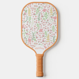 Pink and Green Wildflower Pattern  Pickleball Paddle