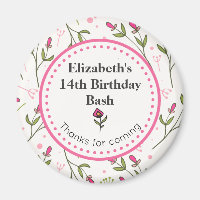 Pink and Green Wildflowers Thank You Birthday