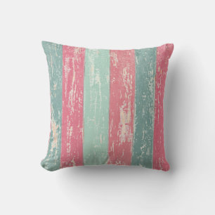 Pink and green wooden fence texture cushion