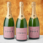 Pink And Grey 30th Birthday 1994 Photo Template Sparkling Wine Label<br><div class="desc">Personalised wine labels design for that birthday celebration for a special person born in 1994 and turning 30. Add the name and unique message to this vintage retro style pink and grey design for a custom 30th birthday gift. Easily edit the name and year with the template provided. A wonderful...</div>