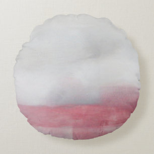 Pink and Grey Abstract Art Painting. Modern artpai Round Cushion