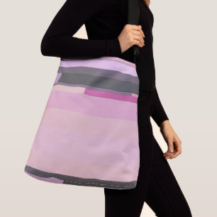 Pink and grey abstract Stripes Crossbody Bag