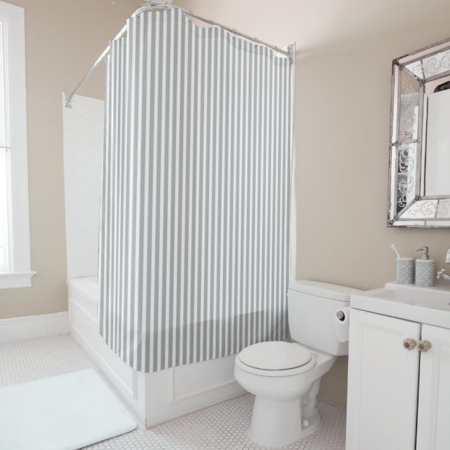 “Pink and Grey Art Deco”  Shower Curtain (In Situ)