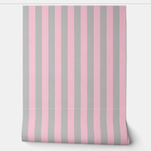 Pink and grey awning stripe  wallpaper