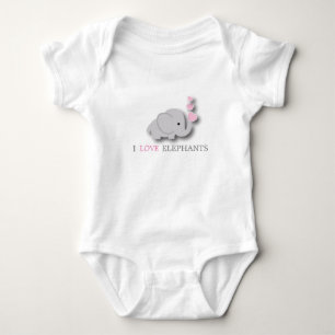 Pink and Grey Baby Elephant Bodysuit