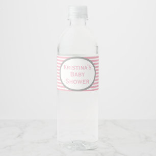 Pink and Grey Baby Shower Water Bottle Label