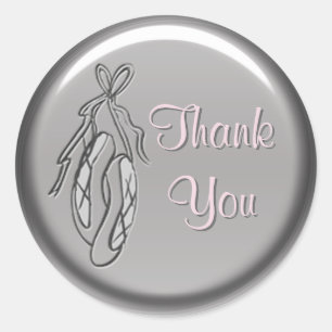Pink and Grey Ballet Slipper Thank You Sticker