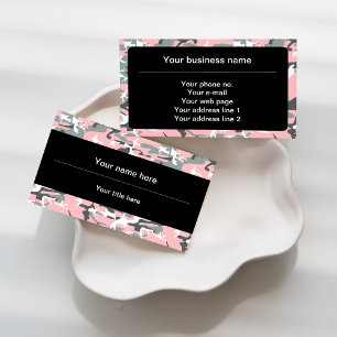 Pink and Grey Camo, Camouflage, Military, Army Business Card