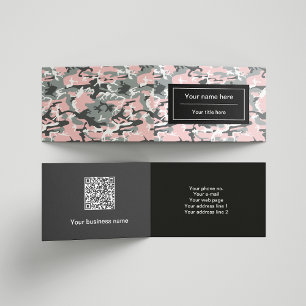 Pink and Grey Camo, Camouflage, Military, Army Business Card