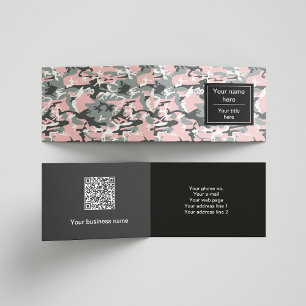 Pink and Grey Camo, Camouflage, Military, Army Business Card