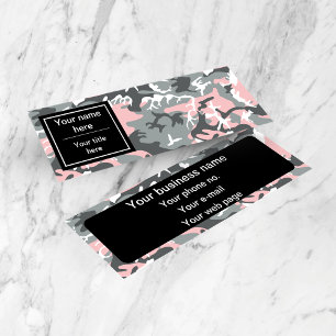 Pink and Grey Camo, Camouflage, Military, Army Mini Business Card
