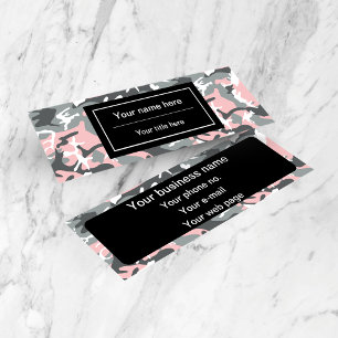 Pink and Grey Camo, Camouflage, Military, Army Mini Business Card