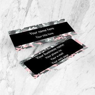 Pink and Grey Camo, Camouflage, Military, Army Mini Business Card