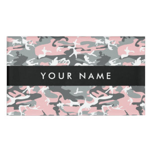 Pink and Grey Camo, Camouflage, Military, Army Name Tag