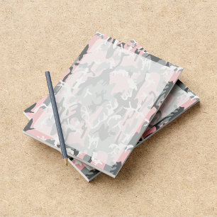 Pink and Grey Camo, Camouflage, Military, Army Notepad