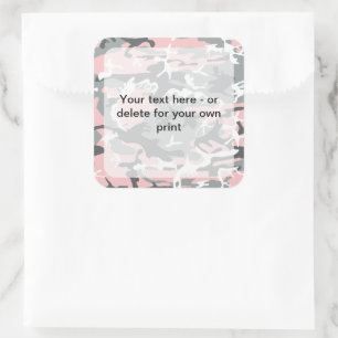 Pink and Grey Camo, Camouflage, Military, Army Square Sticker