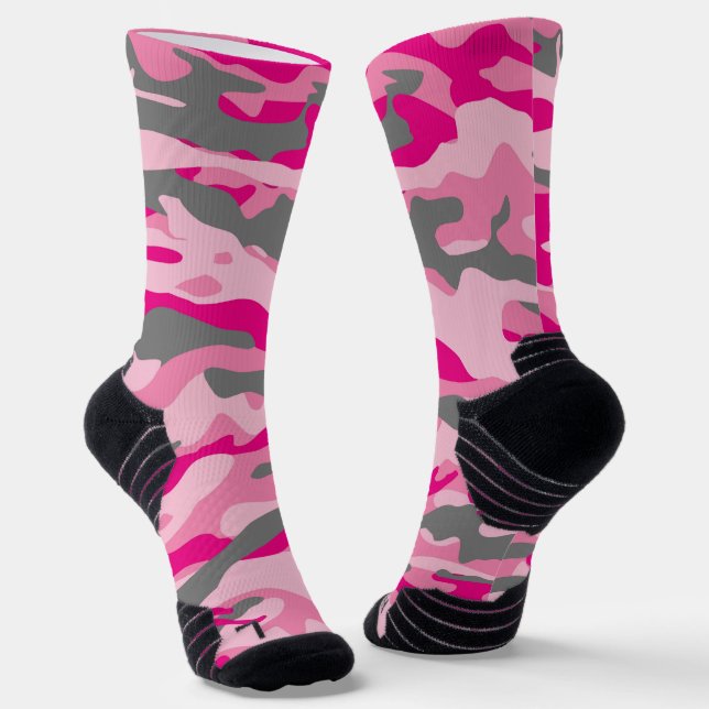 Pink and Grey Camo Socks (Angled)