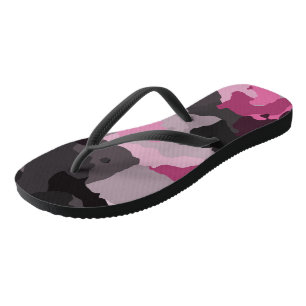 pink and grey camo thongs