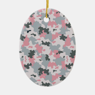 Pink and Grey Camouflage Ceramic Ornament