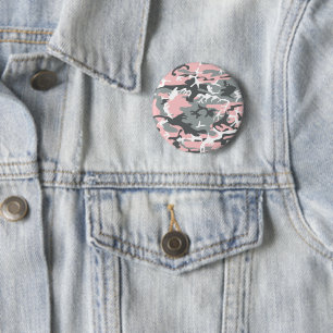 Pink and Grey Camouflage, Military, Army 6 Cm Round Badge